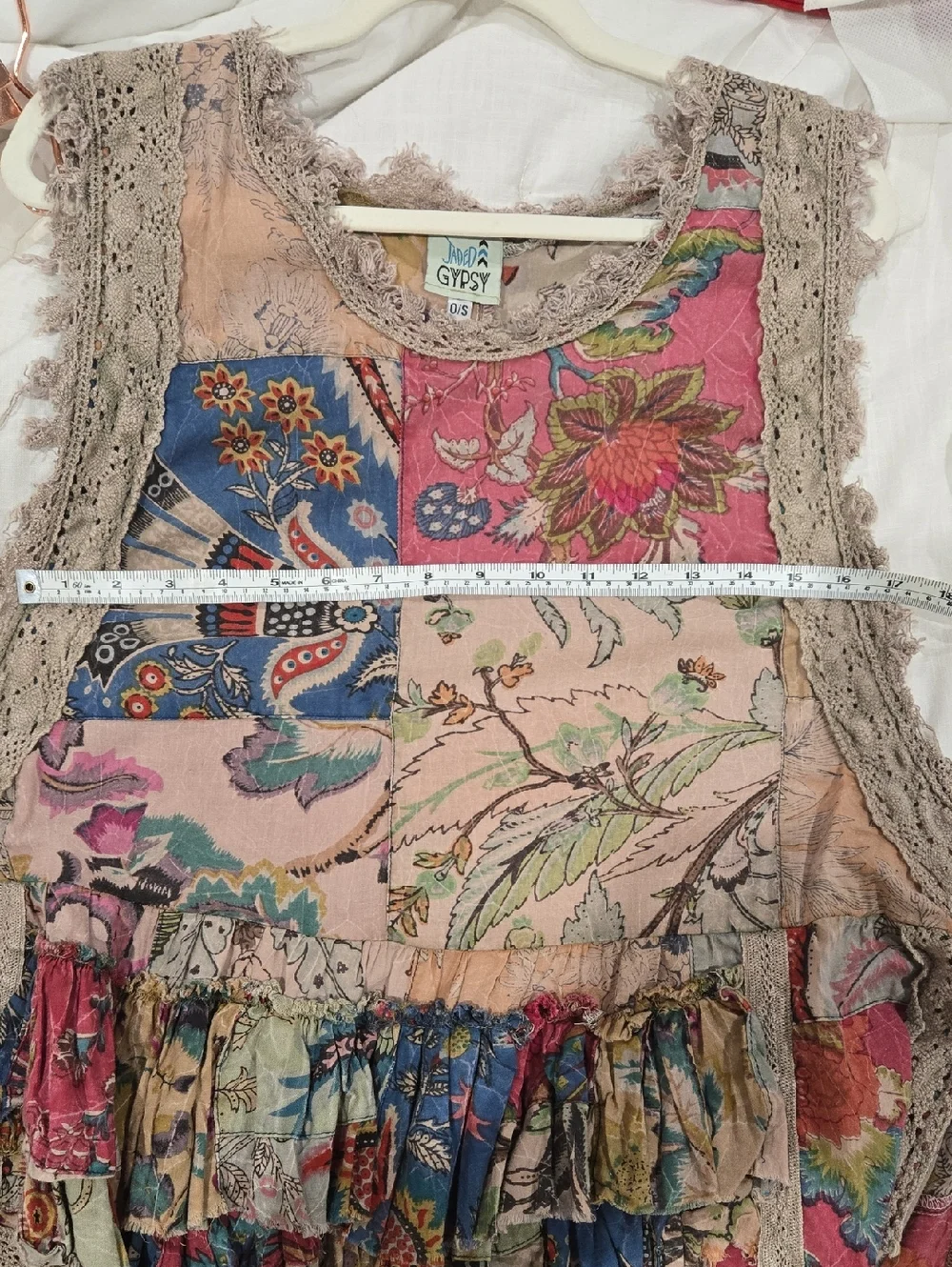 Jaded Gypsy Ruffle Up Top Boho Patchwork - Picture 16 of 16